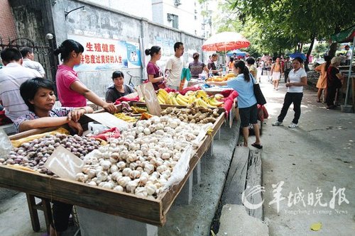 流动摊贩街边摆档做生意 摊位日租费15元(图)