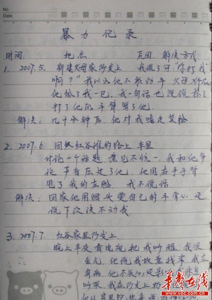 女教师发日记揭家庭暴力 暴打后被脱衣裤(图)